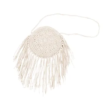 

New Storage Bag Pure Cotton Line Hand-Woven Oblique Messenger Bag National Wind Tassels Beach Bag Handbags