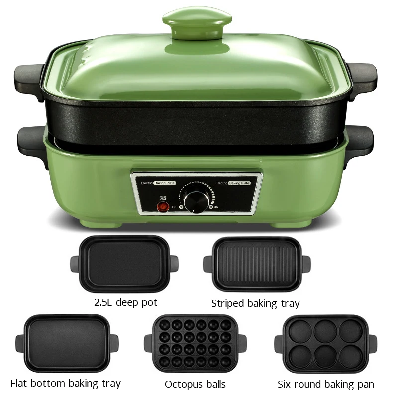 

Household Multifunctional Electric Cooking Pot Electric Hot Pot Cooker Frying Pan Grilled Meat Multi Cookerr One Machine 220V