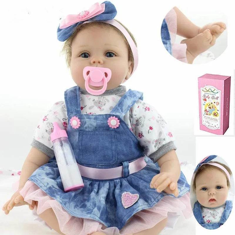 55cm/22" Lifelike Baby Girl Doll Soft Silicone Vinyl Reborn Newborn Dolls 