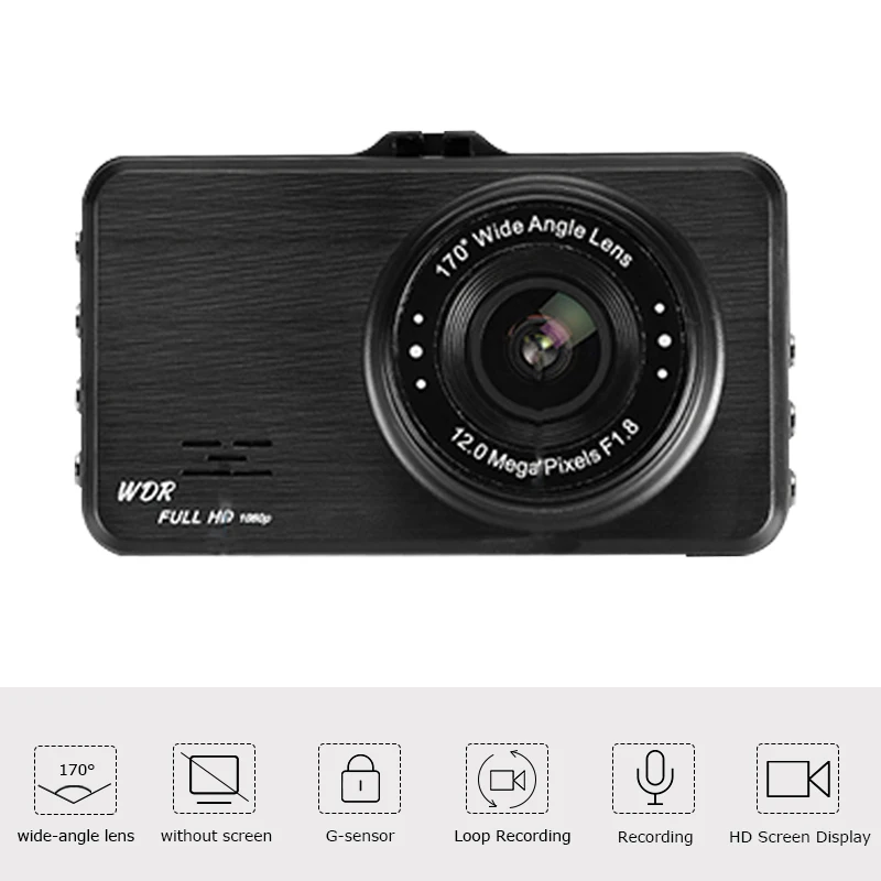 Tanie Kamera na deskę rozdzielczą Full HD 1080P 3 Cal IPS wideorejestrator samochodowy kamera samochodowa 170 stopni Night Vision wideorejestrator g sensor Parking Dashcam