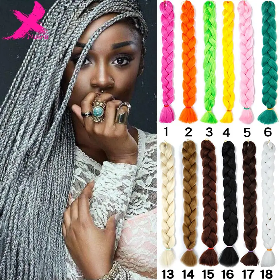 

Xnaira Afro Xpression Pre Stretched Braiding Hair Extensions For Purple Braids Colored Synthetic Jumbo Crochet Hair Accessories