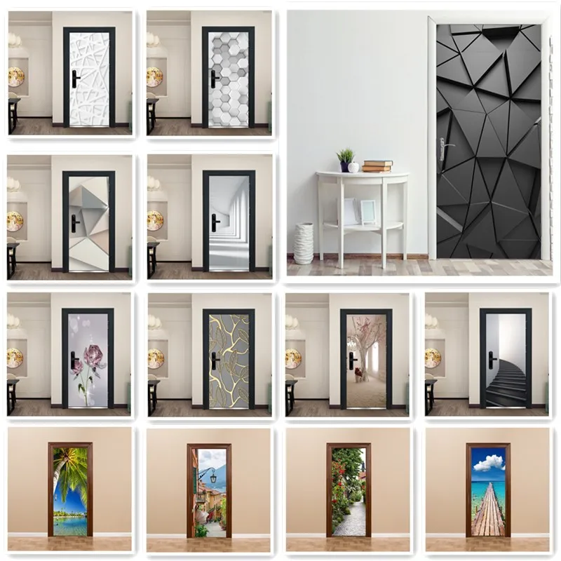 Модный современный дизайн жизни наклейка на дверь гостиная спальня тема кафе домашний декор Съемные Виниловые наклейки на двери