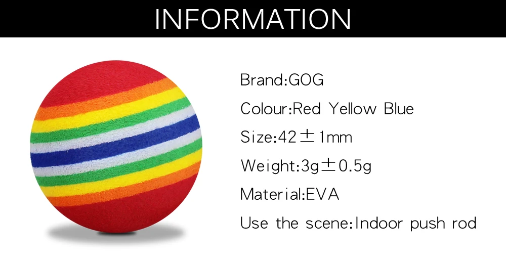Description Picture 3 of item20pcs golf balls light Rainbow Ball 42mm diameter 3g/pc red blue yellow 3 colors pracitce sports ball indoor outdoor for golfer