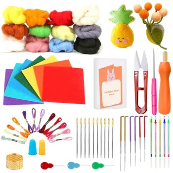 

LMDZ Needle Felting Kit Wool Roving Yarn Foam Mat Embroidery Thread Needles Great for Needle Felting Wool Felting Tools