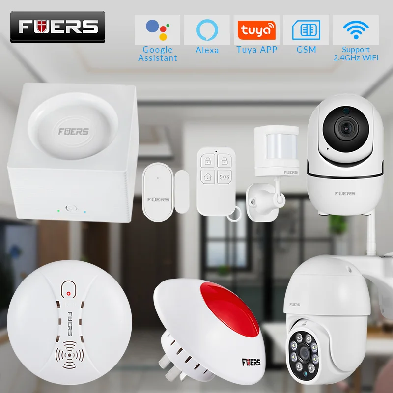 

Wireless Alarm WIFI GSM Security Alarm System Fuers G95 Tuya APP Control Motion Detector Sensor Burglar Camera Alarm System Kit