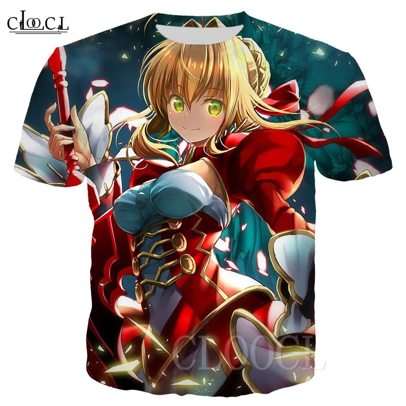 Мультфильм аниме Fate/Zero футболки 3D печать Saber Altria Tohsaka Rin Harajuku повседневные мужские