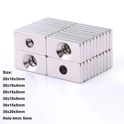 5pcs Rectangle NdFeB Neodymium Magnets With Countersunk Hole Strong Permanent Magnet Rare Earth Magnet