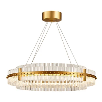 

Postmodern LED Round Chandelier K9 Crystal Lighting Fixture For Dining Room Decorating AC 110-240V Lamp