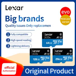 Lexar 633x 1000x TF карта 32 Гб 64 Гб 128 ГБ 256 ГБ 512 Гб карта памяти класс 10 карт micro sd карта для 1080 p full-HD 3D и 4 K видео