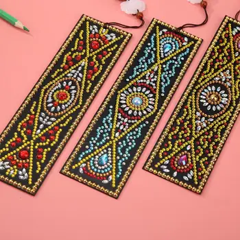 

DIY Special Shaped Diamond Painting Creative Leather Tassel Bookmark Gift 18 Styles Hand Craft Notebook Bookmarks with Tools