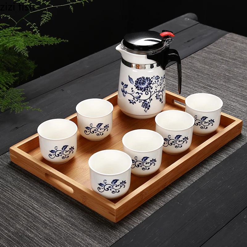 

Ceramic Floating Cup Kung Fu Tea Set Heat-resistant Insulation Cup Household Filter Liner Kettle Office Teapot 5/7/9 Piece Set