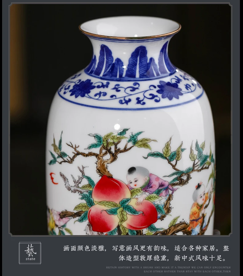 Jingdezhen Porcelain Vase Qianlong Blue And White Ceramic General Tank Jar Home Living Room Porch Handicraft Decoration 4