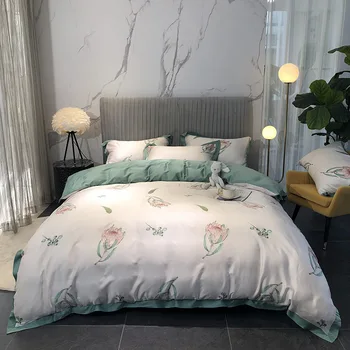 

Spring and Summer New Products Summer Cool and Refreshing Bedding Double-Sided 60 Lyocell Tencel Four-piece Set Skin Bare Sleepi