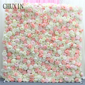 

Custom Artificial flower wall gradient rose background wall simulation plants wall DIYwedding hotel photography door window show