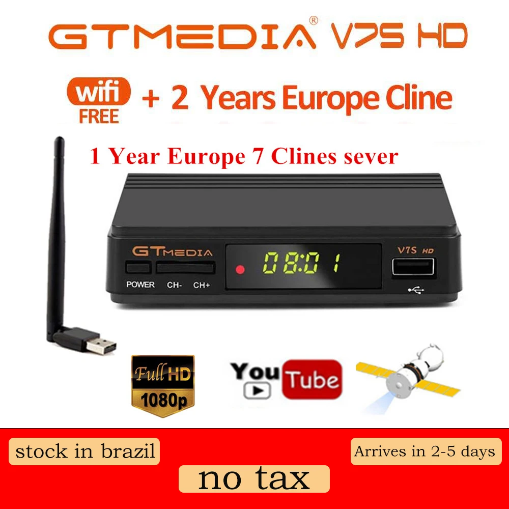Gtmedia V7S цифровой ресивер DVB-S2 спутниковый 4k тв тюнер HD коробка Cline декодер