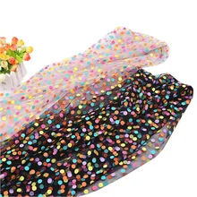 CheerBows 1m di Tulle Tessuto di Maglia Stampato Puntini Colorati Morbida Garza di Tessuto per il Cucito Abbigliamento Decor FAI DA TE Pannelli Esterni Delle Ragazze Dei Capelli pinze