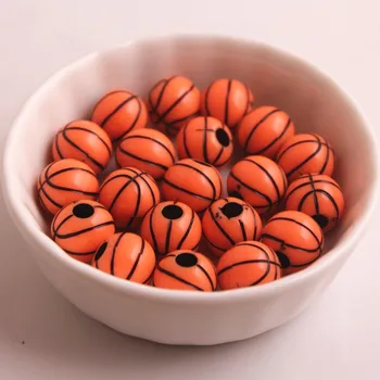 

Kwoi Vita 12MM 500pcs/lot Fashion Jewelry Halloween orange basketball beads for chunky necklaces making!