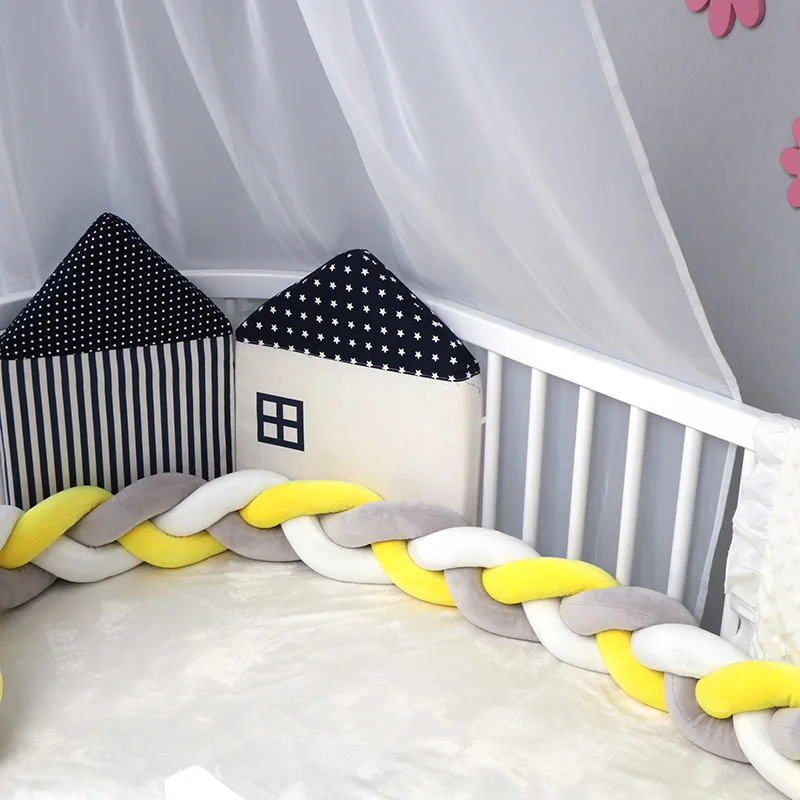 Детский бампер для кроватки, оплетка для новорожденных, защита для кроватки, бамперы для кроватки, аксессуары для детской кроватки, бортики с узлом, дизайнерский бампер для детской комнаты