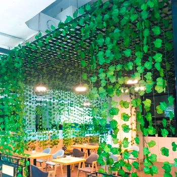

12pcs Artificial Leaf Green Parthenocissus Leaf Wreath Fake Leaf Plant Home Decor Wedding Bar Hanging Plants Garden Decor