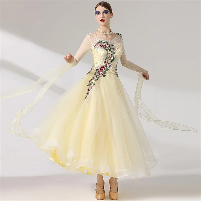 

Изысканная Женская одежда для соревнований для женщин и взрослых, платья для представлений и бальных танцев по международным стандартам