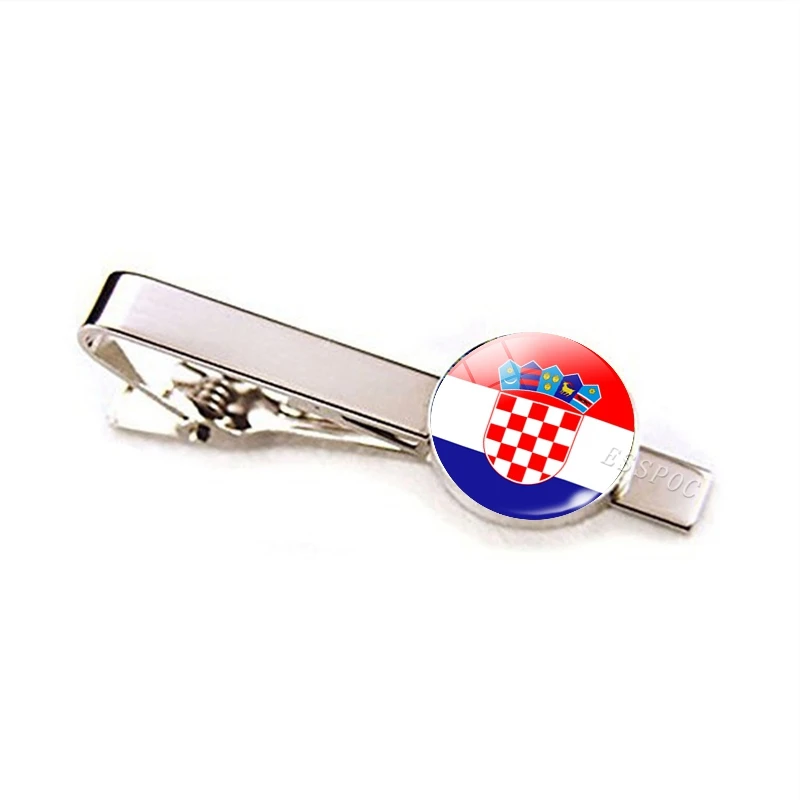 Европа страны Национальный флаг зажимы для галстука для мужчин модный, серебряный, металлический зажим для галстука Испания Великобритания Франция, Италия Польша Флаг шпильки - Окраска металла: Croatia