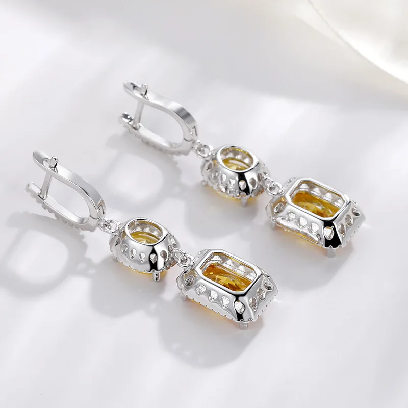 Beste Zilver 925 Sieraden VVS1 Diamanten Oorbel voor Vrouwen Topaz Bizuteria Edelsteen Zilver 925 Sieraden Drop Granaat Oorbel Orecchini Meisje