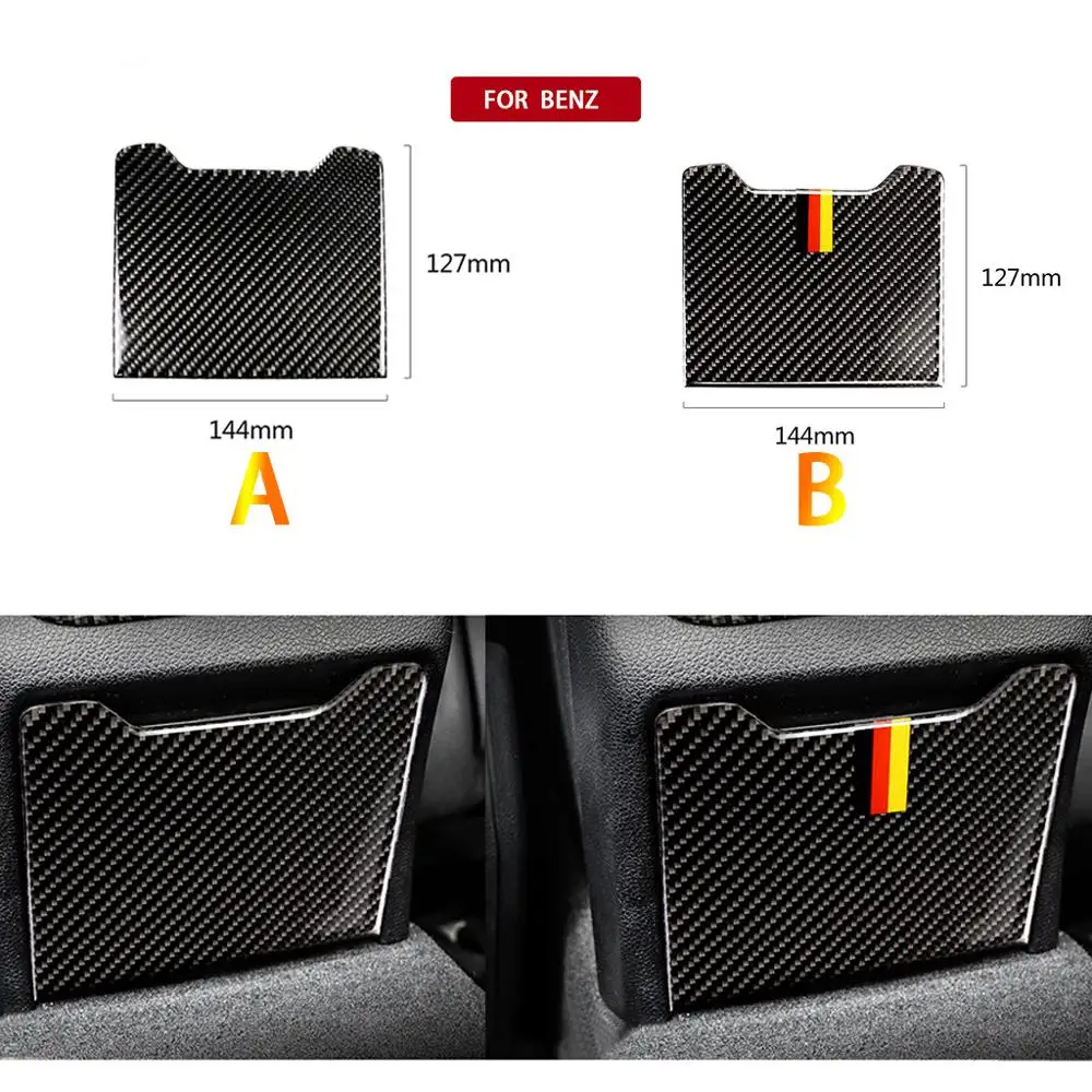 Подлокотник для заднего сиденья из углеродного волокна, коробка для хранения, панель для автомобиля, наклейка для Mercedes C-Class W205 C180 C200 GLC, аксессуары для интерьера