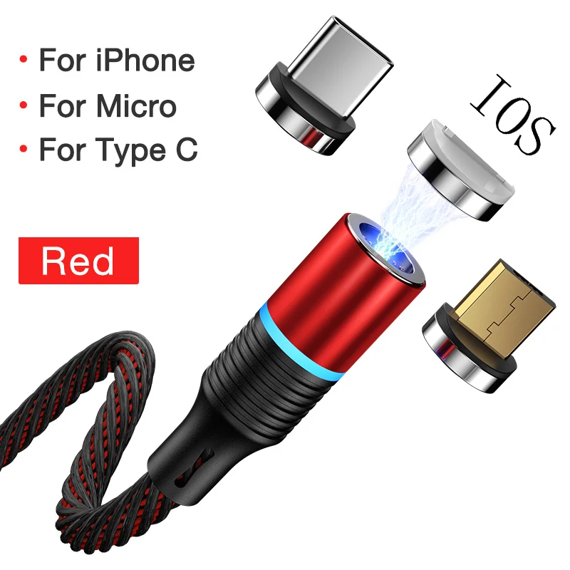 red 3 in 1 Магнитный кабель магнитная зарядка провод для зарядки кабель USB кабель для iPhone type C Быстрая зарядка данных Быстрая зарядка для huawei Xiaomi LG магнитное зарядное устройство все мобильные телефоны - Цвет: red 3 in 1