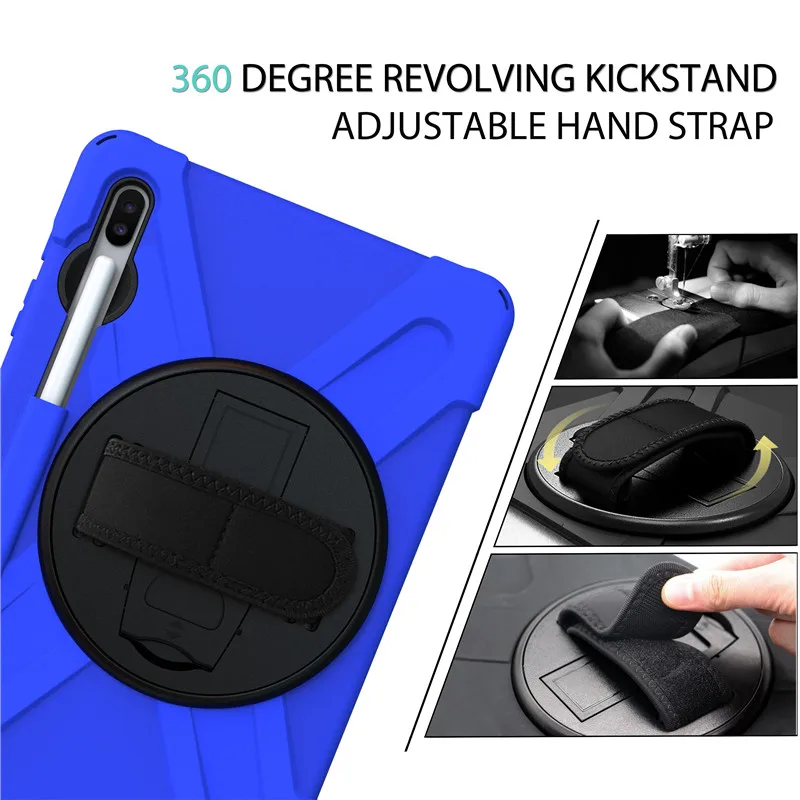 Tab S6 10,5 T860 Heavy Duty Прочный противоударный чехол 360 Поворот подставки/ремешок для samsung Tab S6 10,5 SM-T860 SM-T865