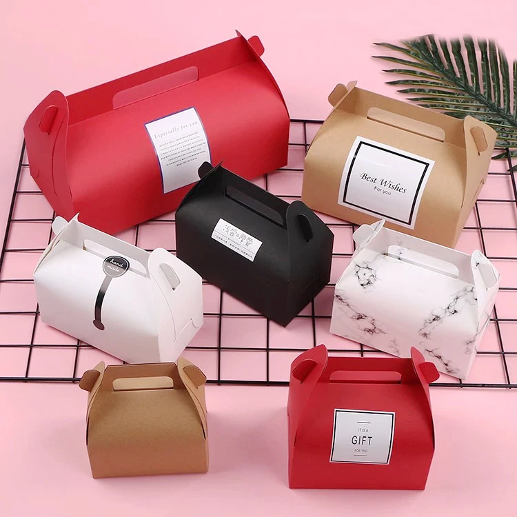 

20pcs/lot Large size gifts box paper cake package display box with handles for party/wedding/candy favor packaging supplies