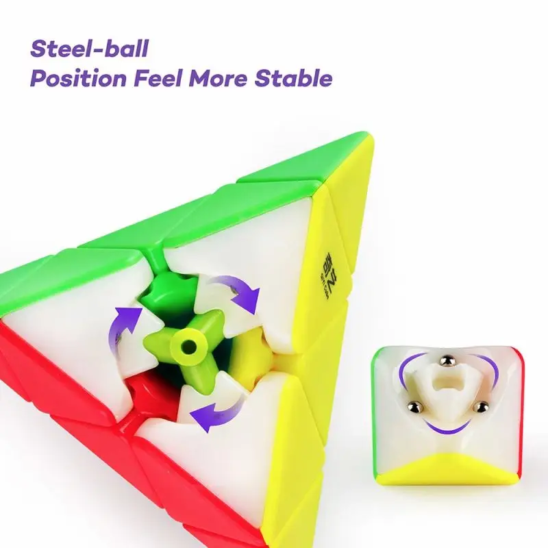 Qiyi Qiming Pyramid Stickerless Speed Cube Triangle Cube Puzzles Twisty Puzzle Magic for Kids Intelligence Development