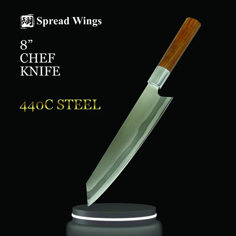 

SW Knives 8 Inch Chef Knife Professional Japanese Kitchen Kiritsuke Santoku Cleaver Sharp 7 Layer 440C Steel Couteaux De Cuisine