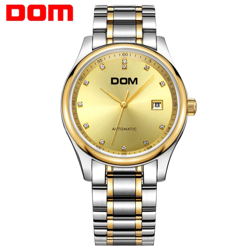 

DOM 2018 Men Mechanical Watches Top Brand Luxury Waterproof Stainless Steel Men Business Wristwathes Gold Reloj Hombre M-95G-9M