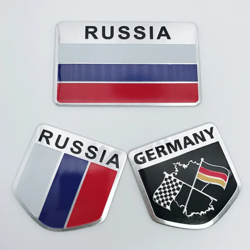 Модификация корпуса автомобиля серия Российский национальный флаг маркировка табличка Алюминиевые наклейки боковая сторона кузова наклейки