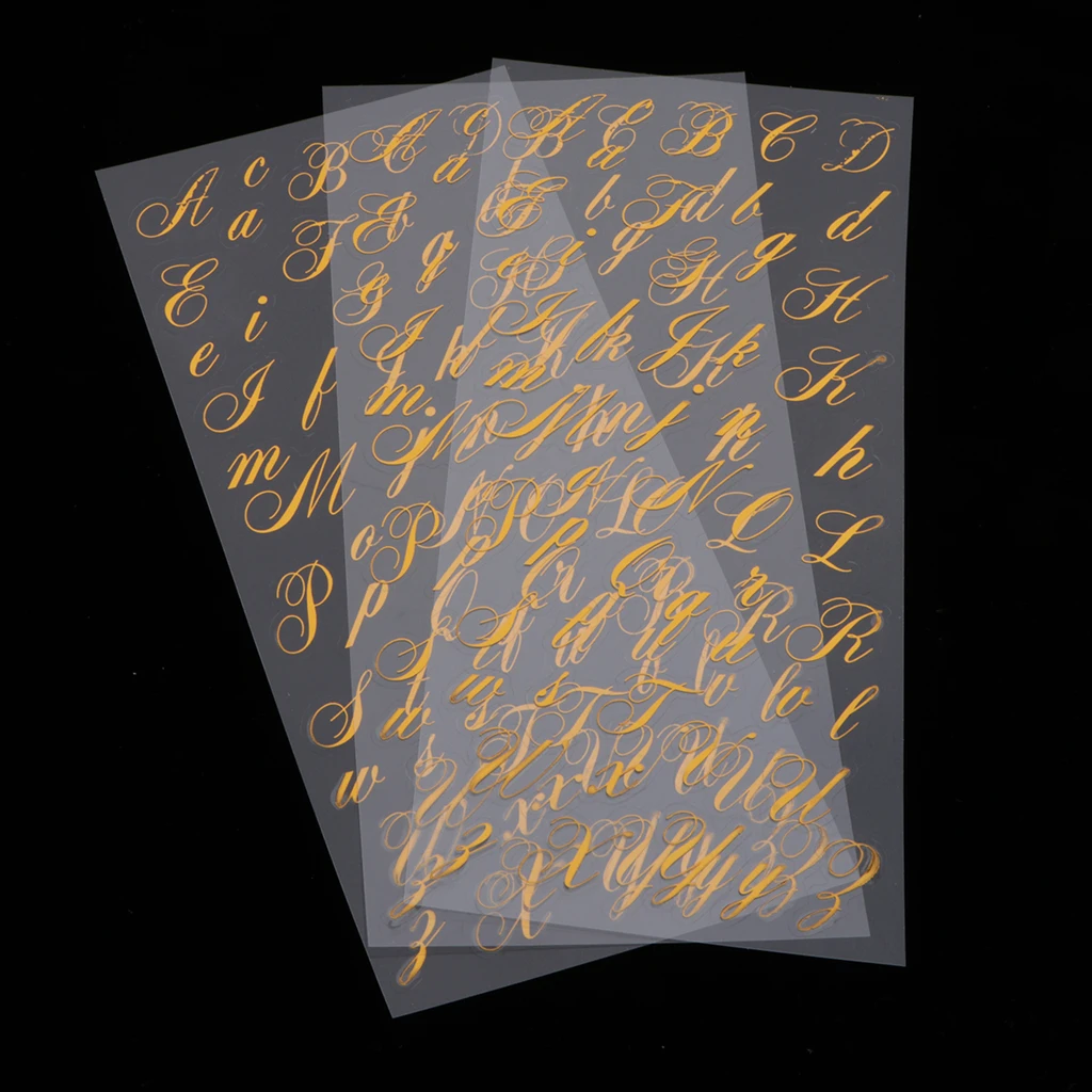 3pcs Script Alphabet Letters Peel Off Stickers Uppercase Lowercase Card Makings