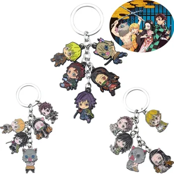 

Anime Demon Slayer: Kimetsu no Yaiba Key Chains Five in one metal Keychain Cosplay Pendant Keyring