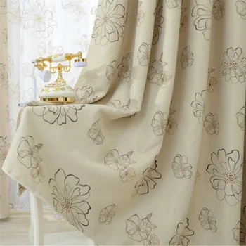 

Beige Cream Floral Blackout Curtains for Living Room Bedroom Kitchen Window Curtain Panel Drapes & Drapary Window Shades, 1 PCS