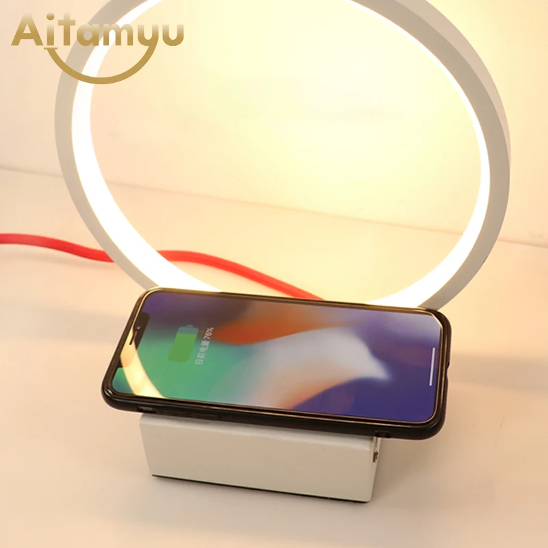 

Wireless Lamp Table Lamp Wooden Bedside Desk lights Table Lamps For Bedroom Book Lamps Room Lighting Fixture LED Luminaria