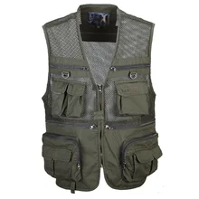 Men Camouflage Fishing Hunting Vest Cargo Outdoor Mesh Outwear Waistcoat Multi-Pocket Photography Recreational Fishing Vest