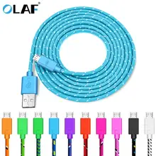 Олаф Micro USB кабель 1 м 2 м 3 м нейлоновый плетеный кабель для быстрой зарядки для samsung huawei Xiaomi Android USB ЗУ для мобильного телефона шнур