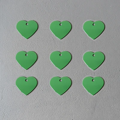 Green 10 шт. в форме сердца бирка для собак для домашних животных ID Пустые бирки табличка для щенков и кошек подвеска алюминиевая многоцветная двухсторонняя аксессуары - Цвет: Green