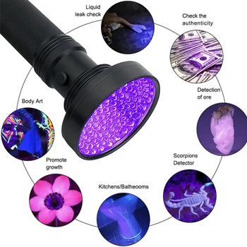 

100LEDs UV LED Torch Back Detector Light UV Flashlight 395 nm For Camping Carpet Pet Urine Catch Scorpions Bed Bugs