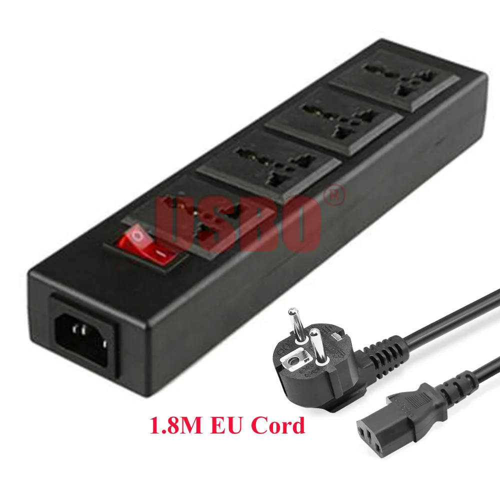 Черный 250v 13a 4 jack многофункциональный универсальный адаптер питания розетка PDU