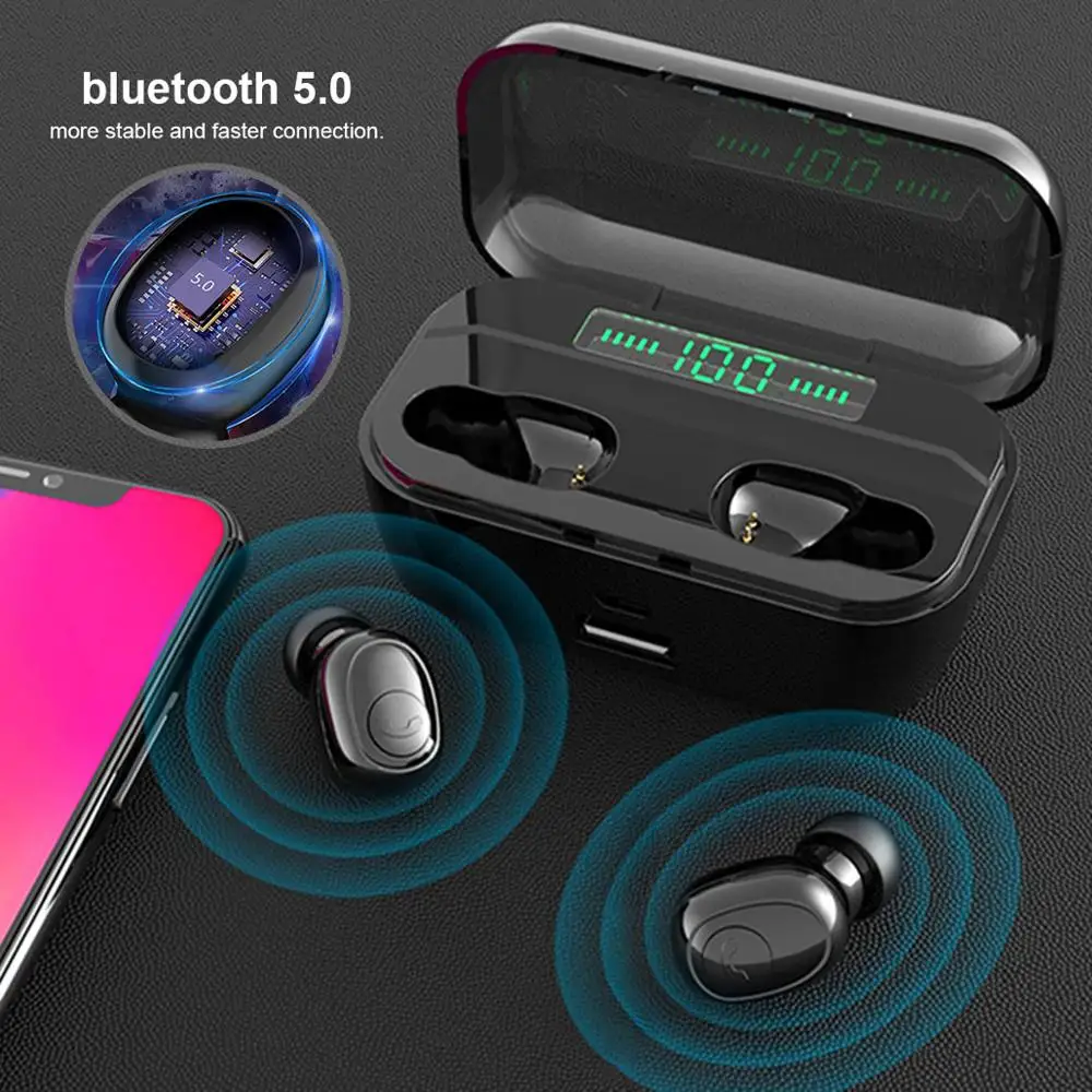 Беспроводные Bluetooth наушники TWS 5 0 стереогарнитура IPX7 водонепроницаемые 3500 мАч