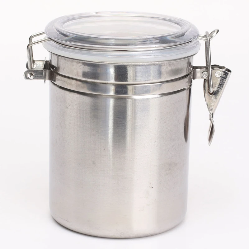 Stainless Steel Airtight Sealed Canister Coffee Flour Sugar Tea Container Holder