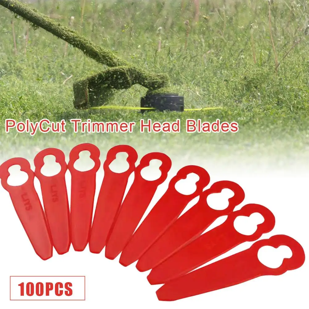 100pcs Plastic Grass Trimmer Blades Poly Cut Trimmer Head Replacement