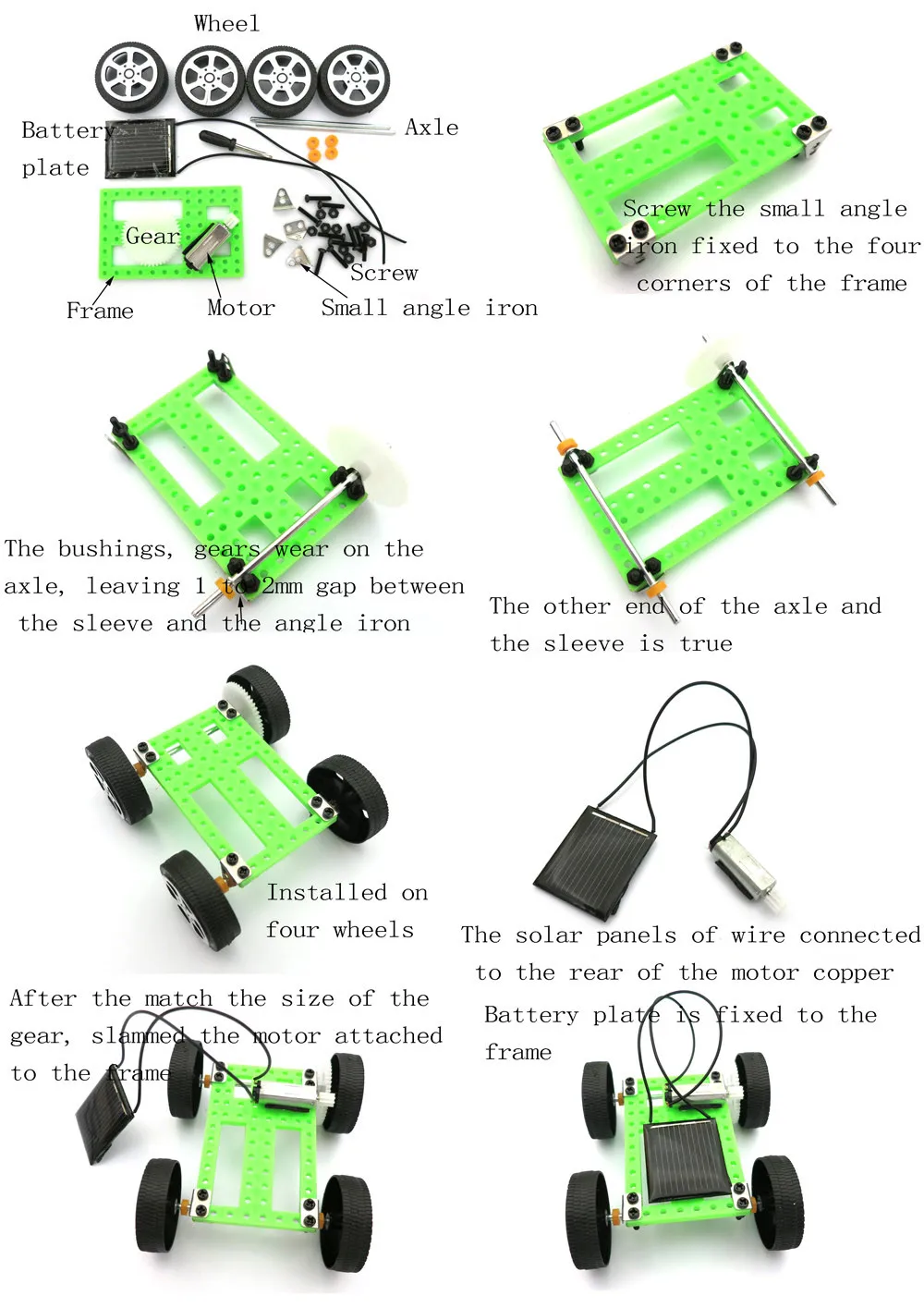 

1 Set Mini Solar Powered Toy DIY Car Kit Children Educational Gadget Hobby Funny