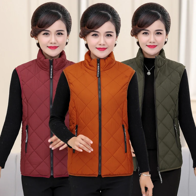 

Middle age clothing warm Cotton clothing vest coat 2019 Autumn Winter New fashion Vest women large size vest jacket 4XL 5XL