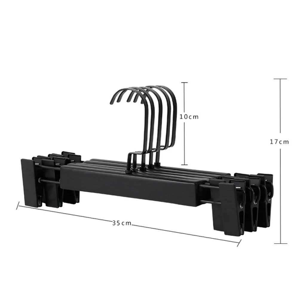 5Pcs Solid Wood Flat Hook Pants Hanger Skirt Storage Rack Laundry Adult Clothes With Clip Closet Wardrobe Trousers Organizer