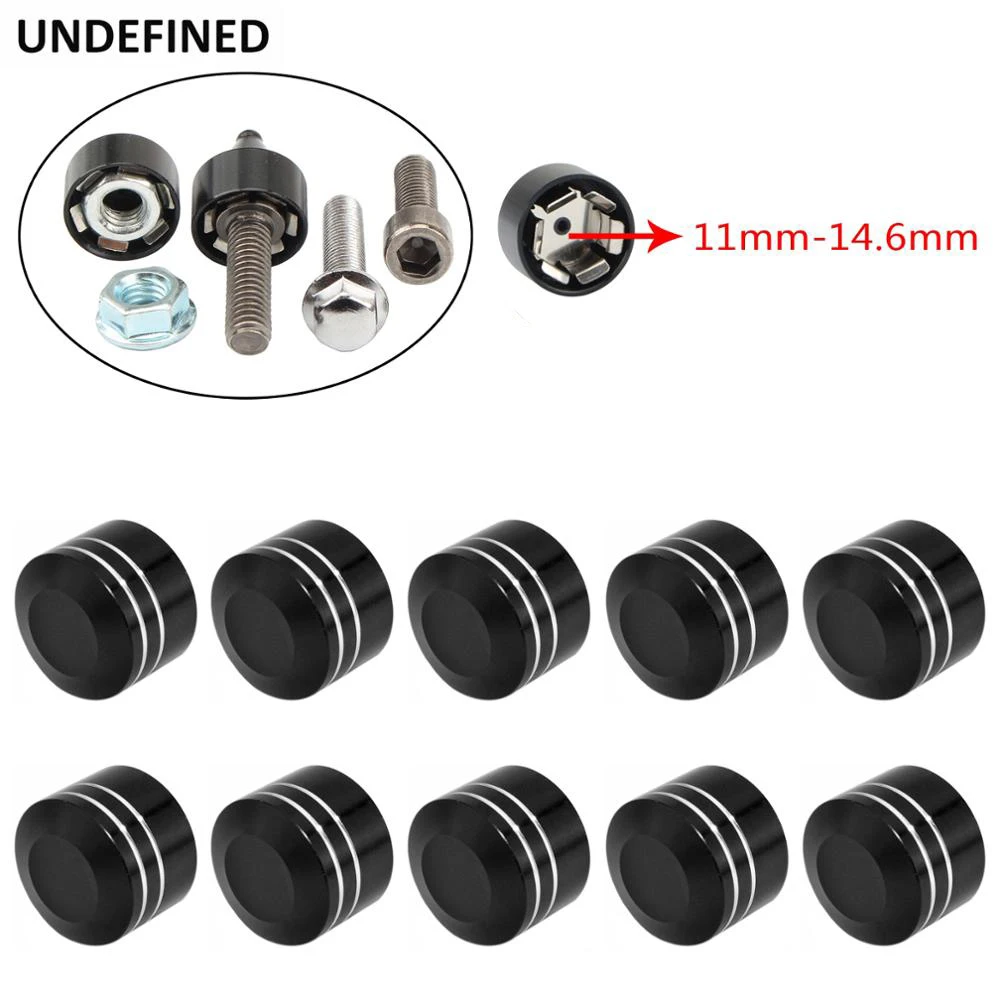 

Black Motorcycle Bolt Caps CNC Aluminum Twin Cam Schrauben Bolt Topper Cover Cap Inner Hole 11-14.6mm Screw Universal 10PCS